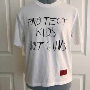 CHNGE Protect Kids Not Guns Graphic Tee Shirt Black Print on White XS